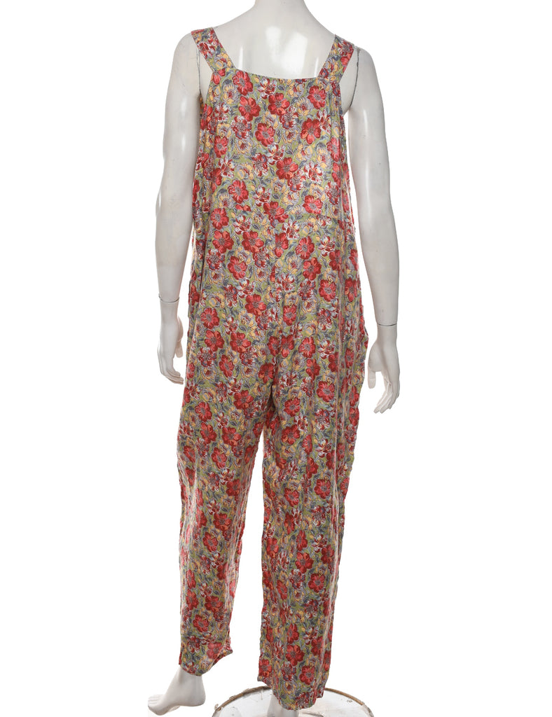 Floral Pattern Jumpsuit - L