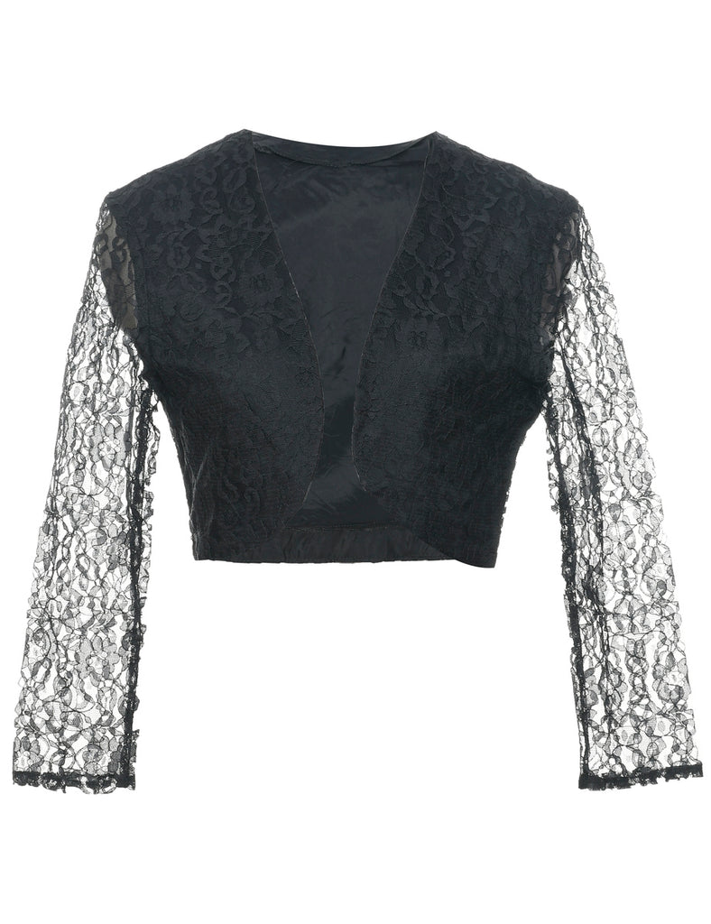 Floral Pattern Lace Bolero Jacket - M