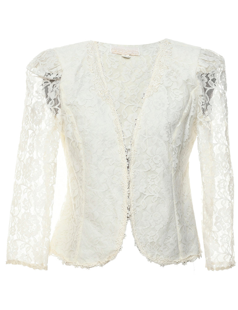 Floral Pattern Lace Evening Jacket - M