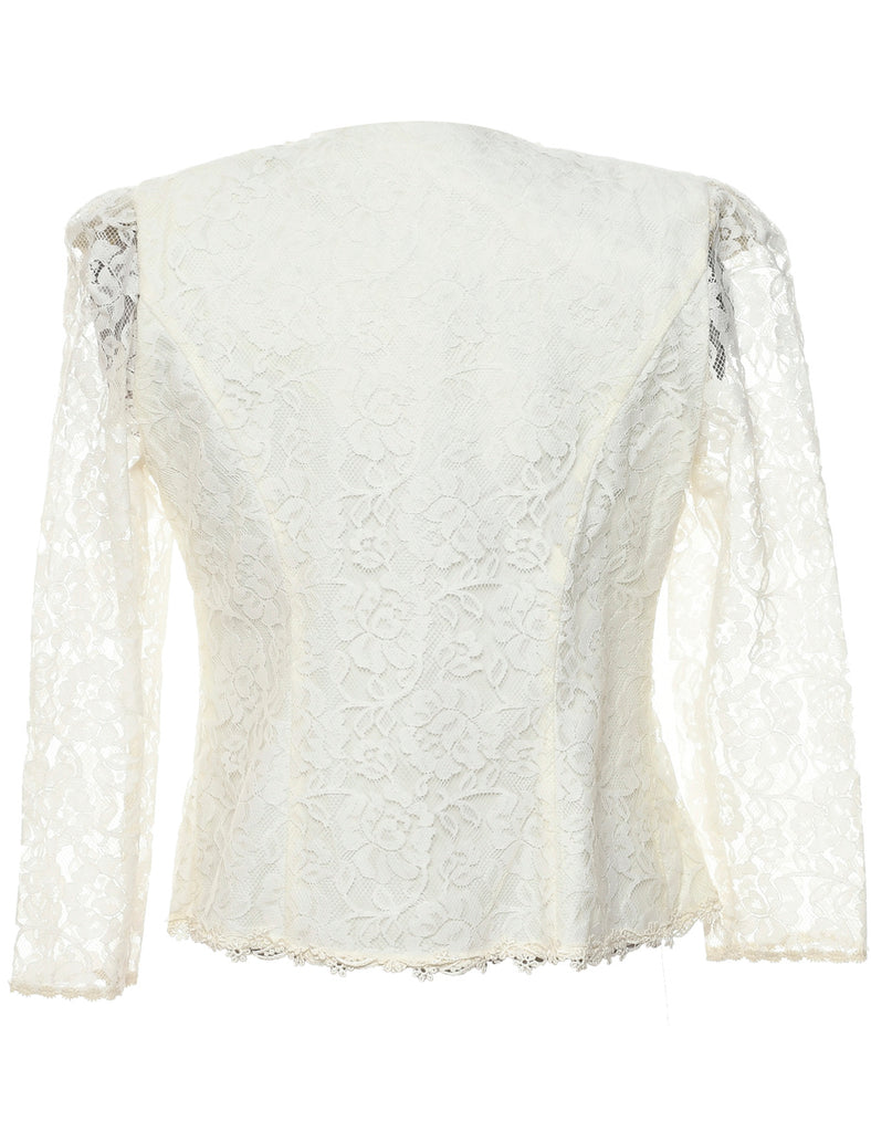Floral Pattern Lace Evening Jacket - M