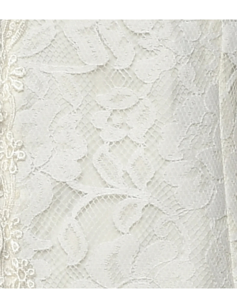 Floral Pattern Lace Evening Jacket - M