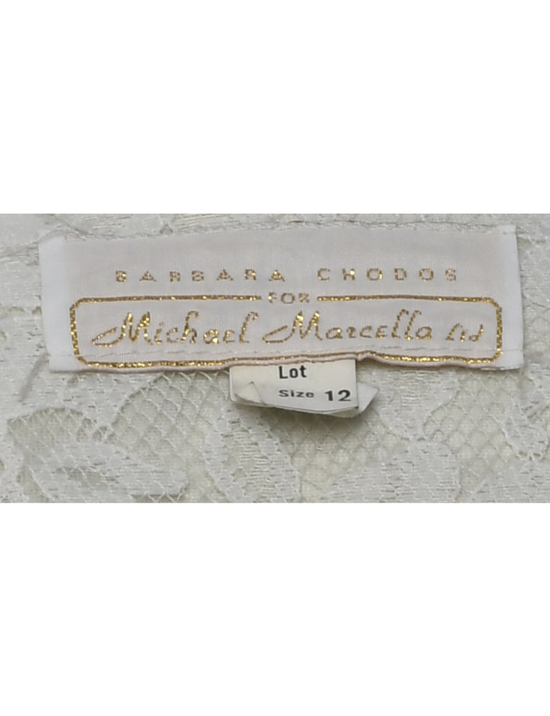 Floral Pattern Lace Evening Jacket - M