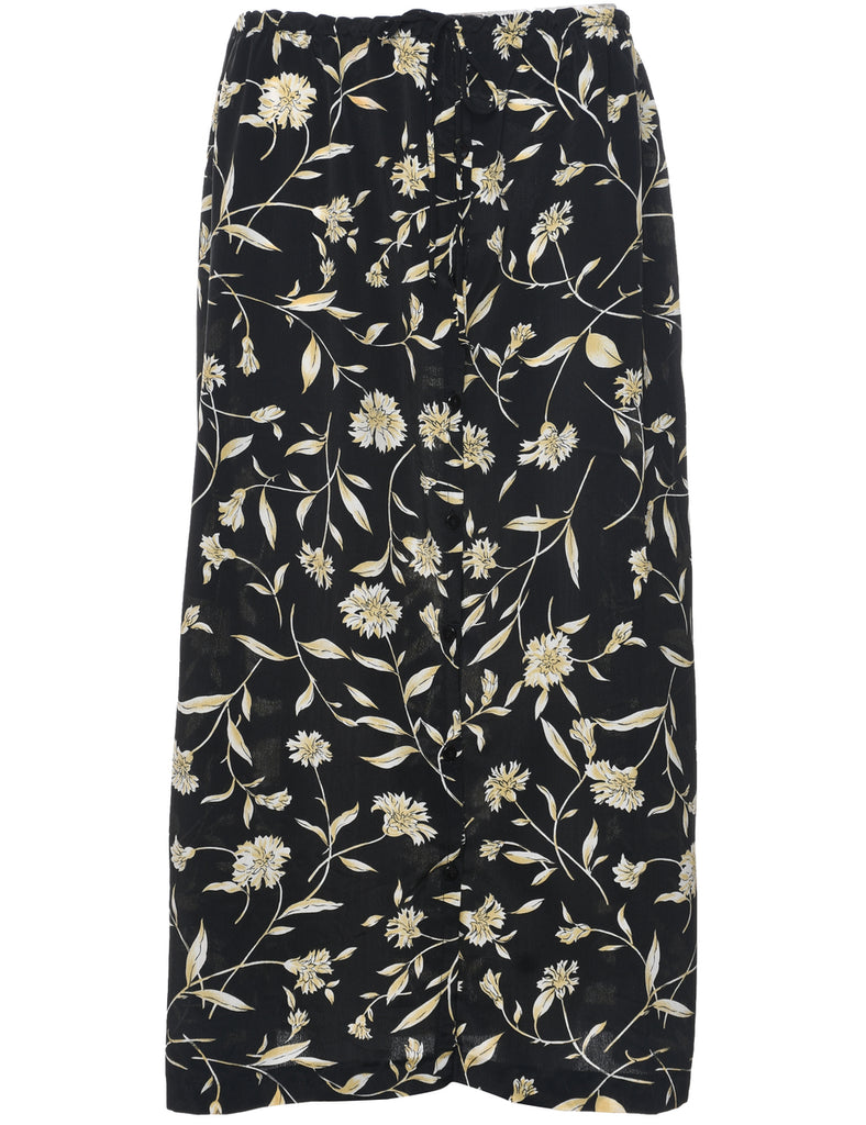 Floral Pattern Maxi Skirt - M