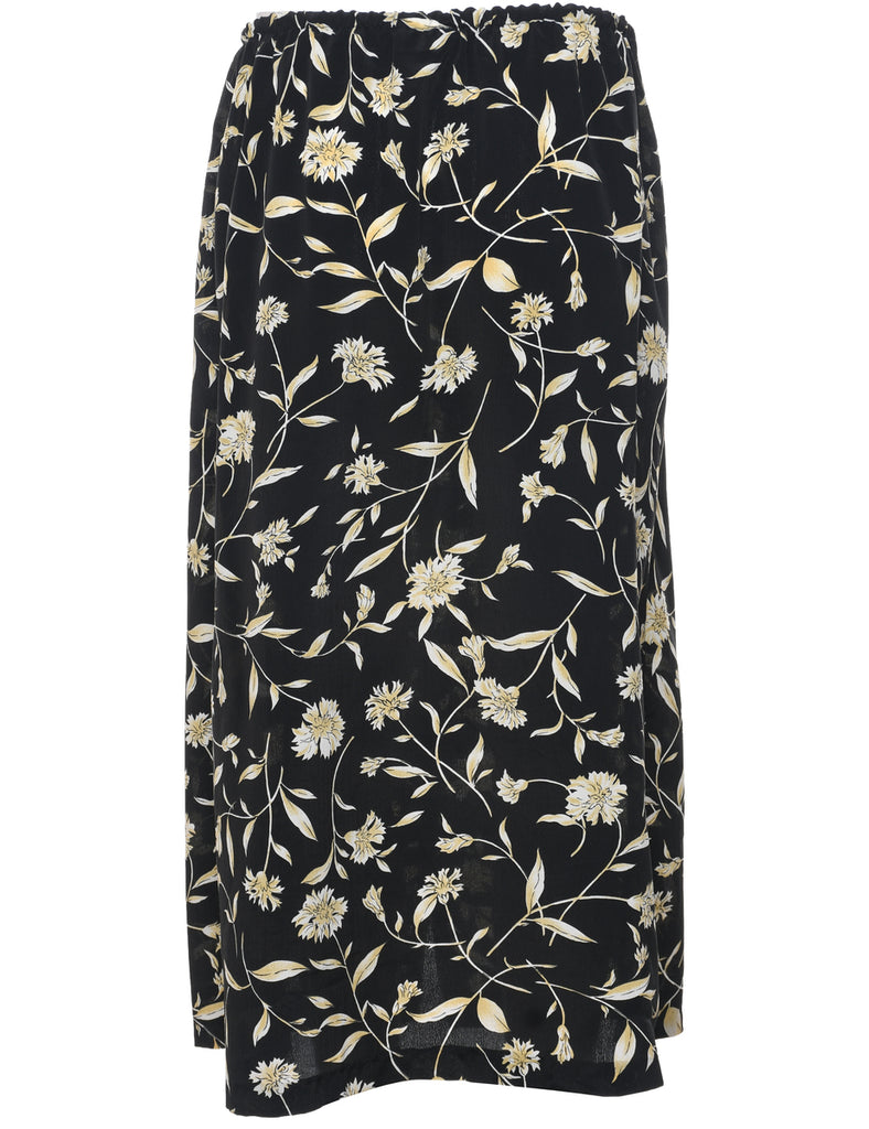 Floral Pattern Maxi Skirt - M