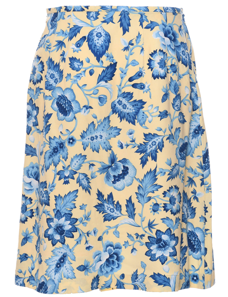 Floral Pattern Midi Skirt - M