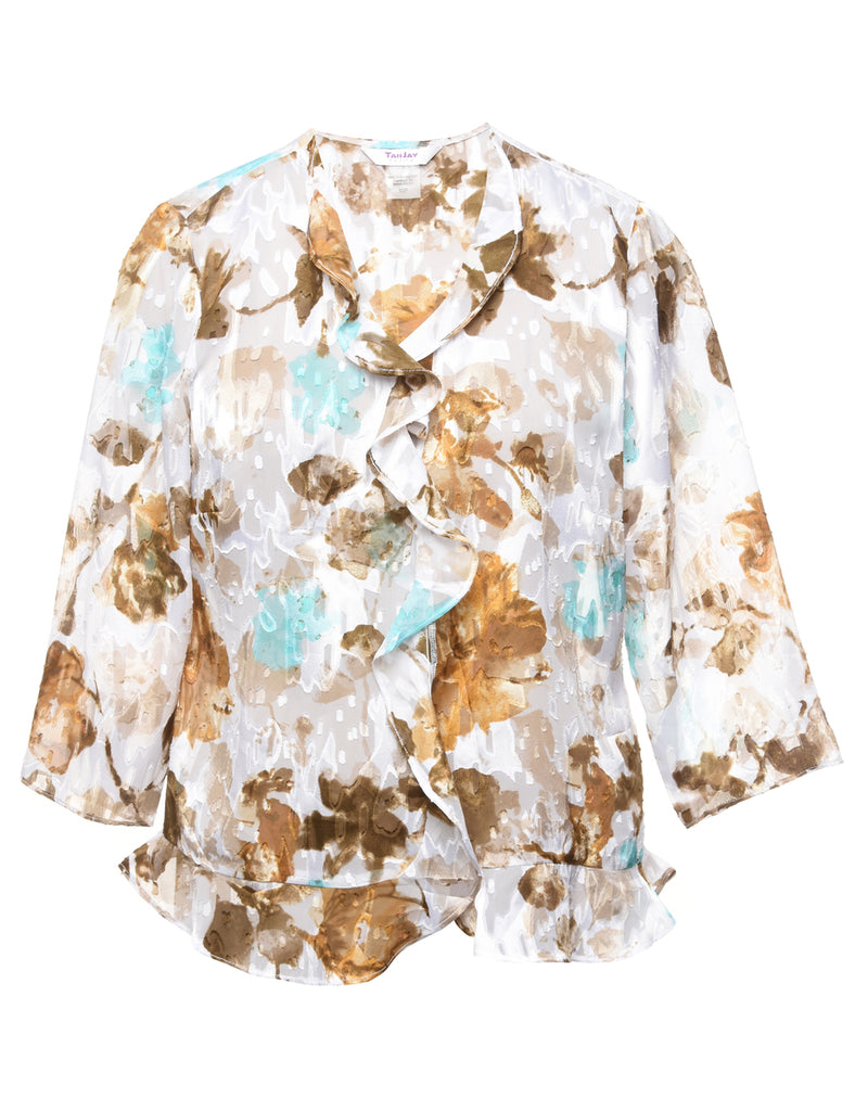 Floral Pattern Multi-Colour Cropped Jacket - L