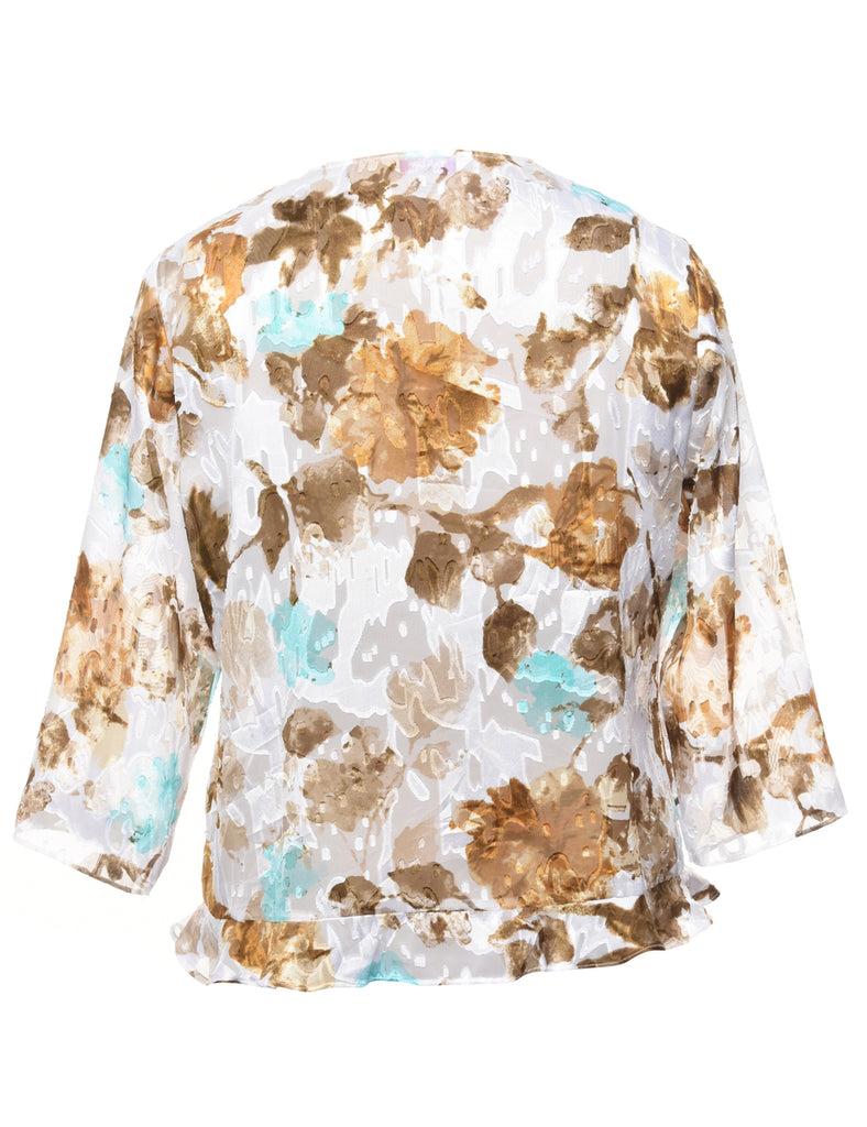 Floral Pattern Multi-Colour Cropped Jacket - L