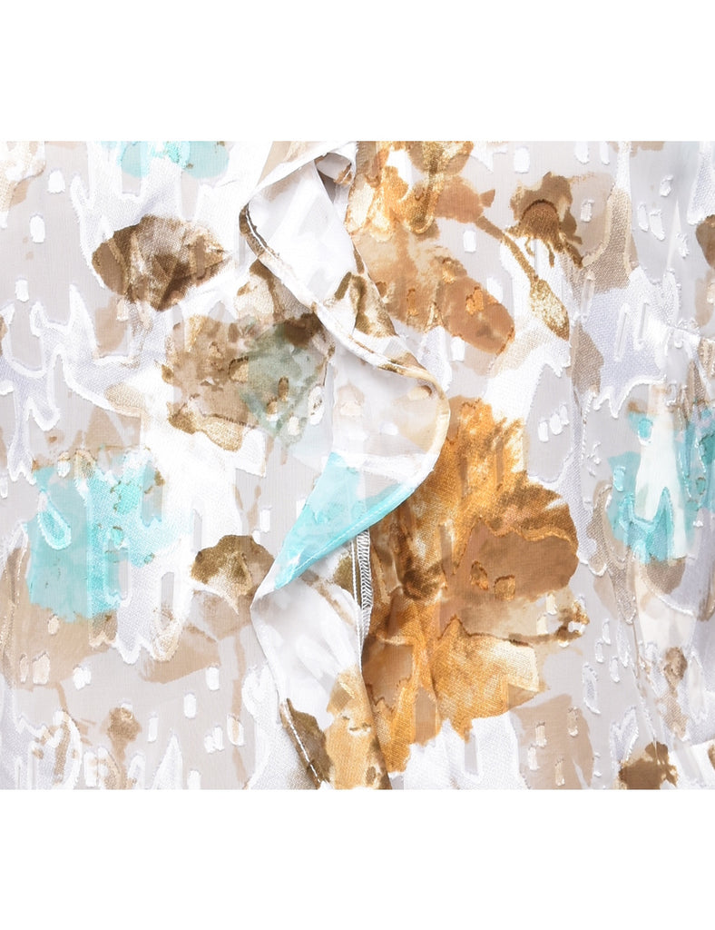 Floral Pattern Multi-Colour Cropped Jacket - L