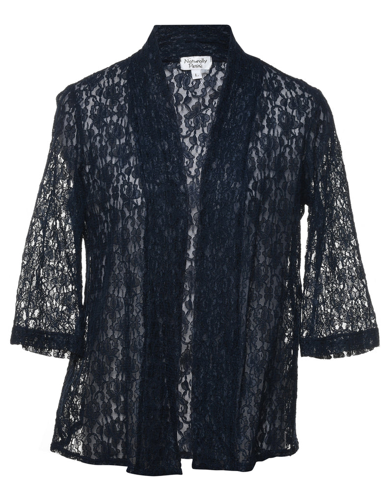 Floral Pattern Navy Lace Jacket - S