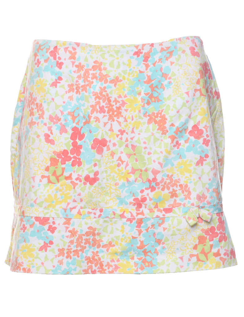 Floral Pattern Pencil Skirt - M