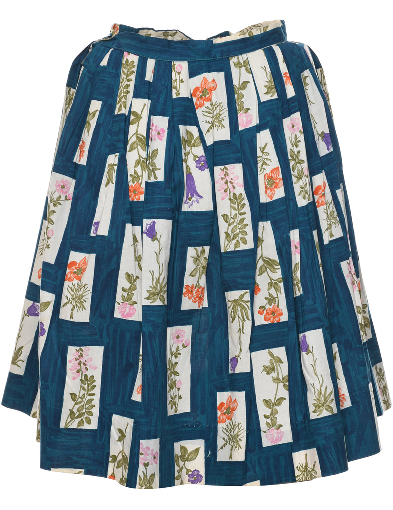 Floral Pattern Pleated Skirt - S