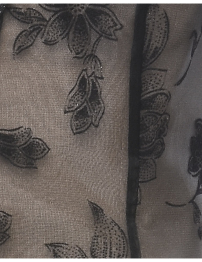 Floral Pattern Sheer Effect 1990s Evening Jacket - M