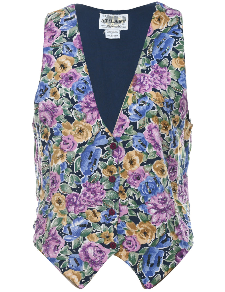 Floral Pattern Tapestry Waistcoat - M