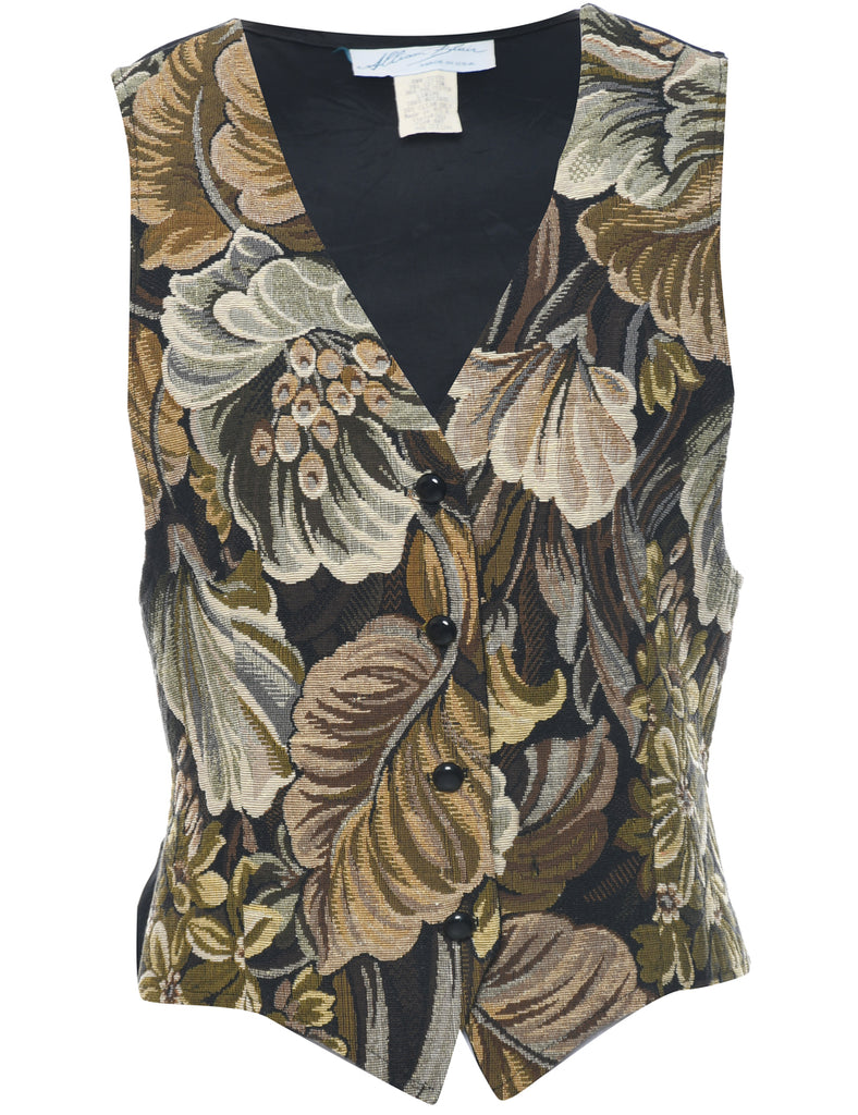 Floral Pattern Tapestry Waistcoat - M