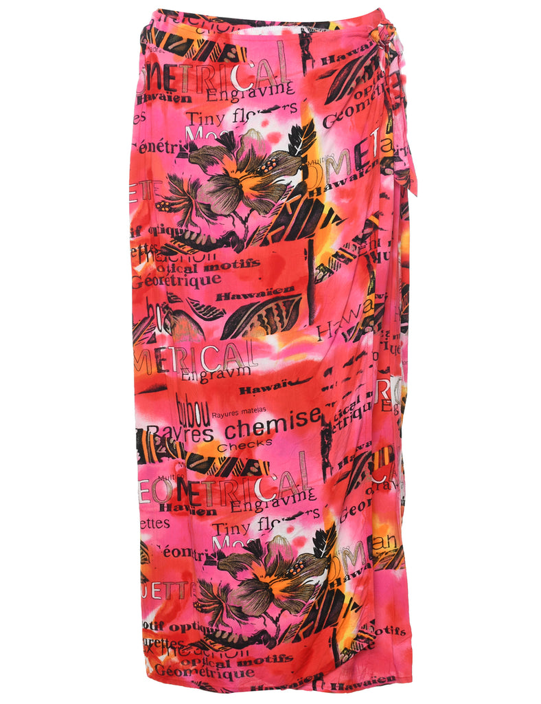 Floral Pattern Tiered Skirt - L