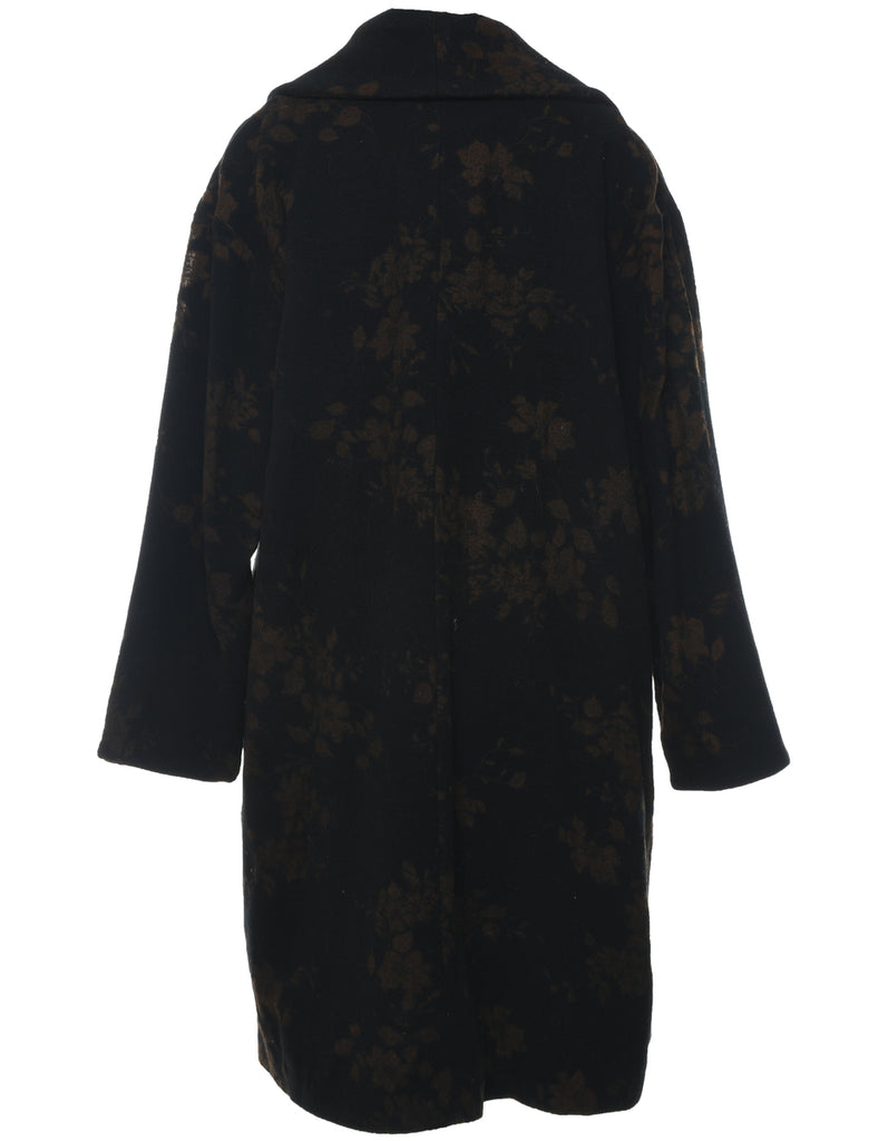 Floral Pattern Wool Coat - L