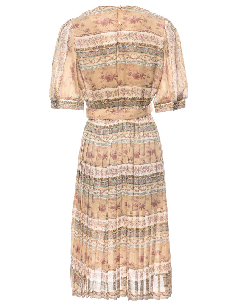 Floral Print Belted Dress - S