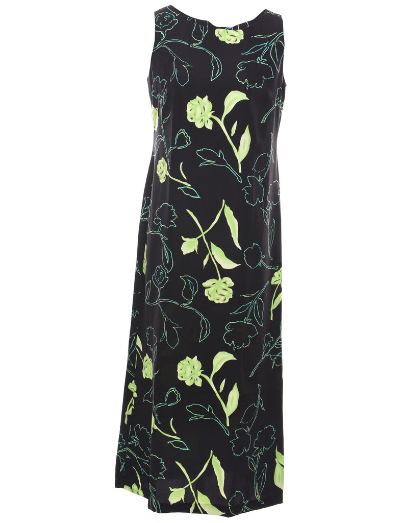 Floral Print Black Dress - M