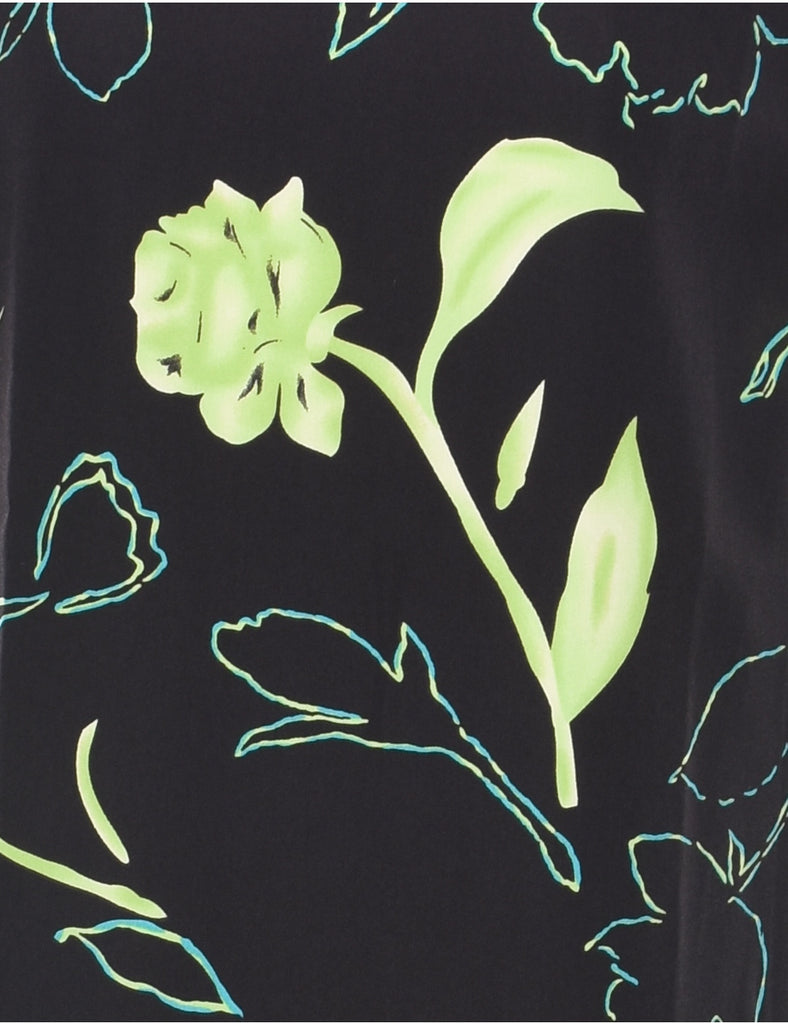 Floral Print Black Dress - M