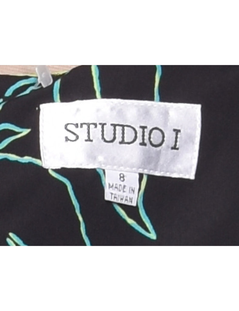 Floral Print Black Dress - M