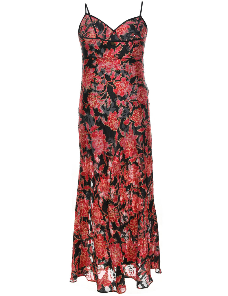 Floral Print Black & Red Sheer Victoria's Secret Slip - S