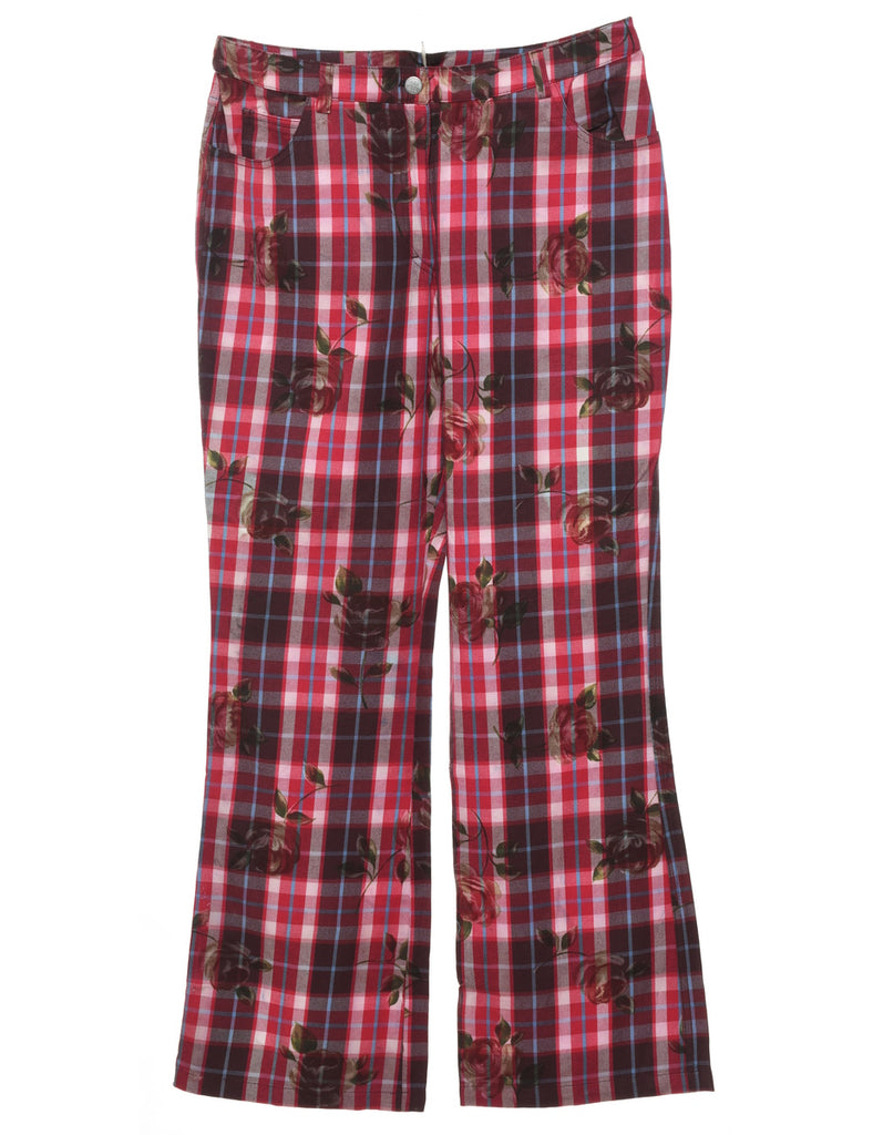 Floral Print Checked Trousers - W31 L31