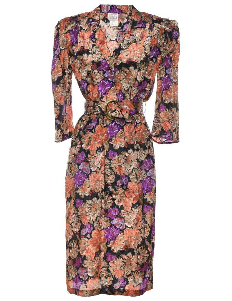 Floral Print Coat Dress - M