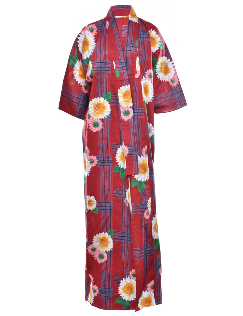 Floral Print Full Length Kimono - L