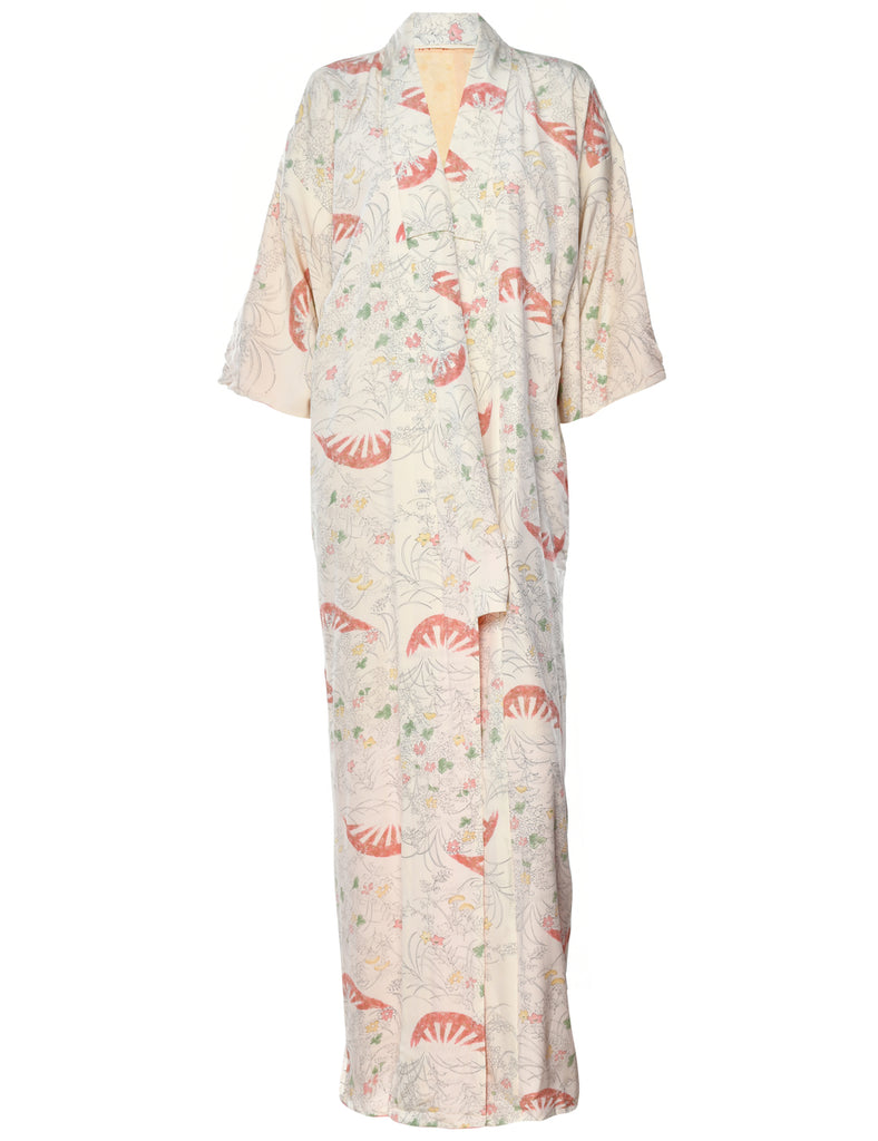 Floral Print Full Length Kimono - L