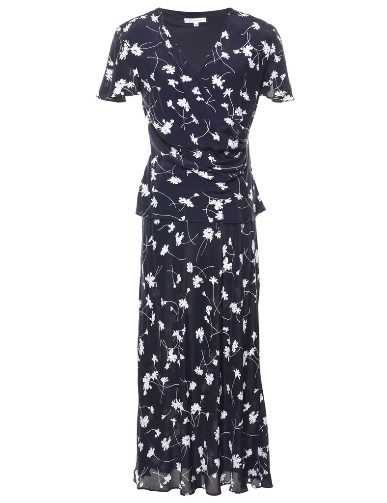 Floral Print Peplum Dress - S