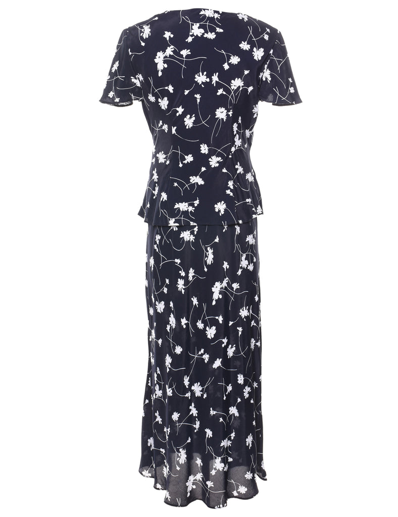 Floral Print Peplum Dress - S