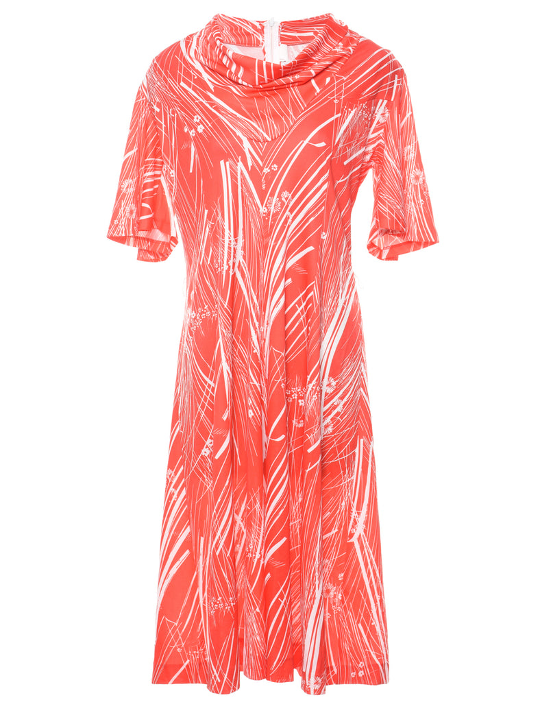 Floral Print Red Dress - M