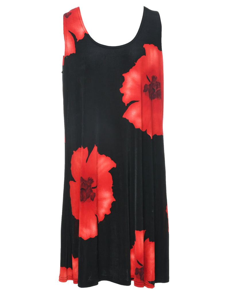 Floral Print Shift Dress - L