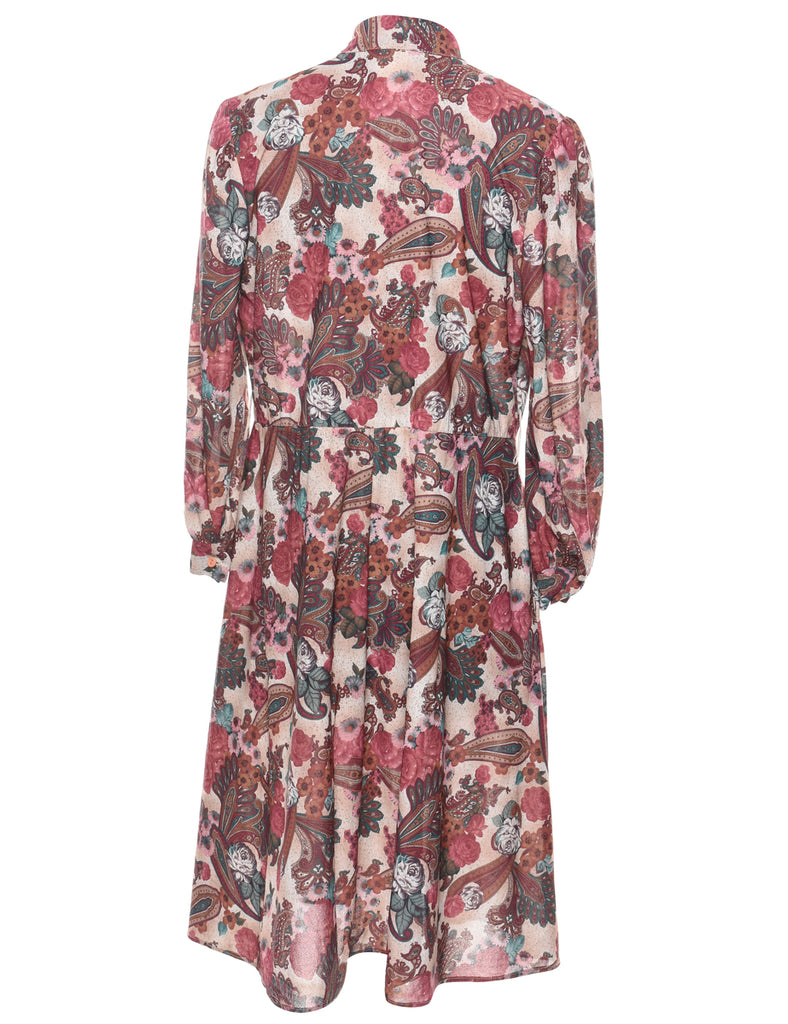 Floral Print Shirt Dress - L