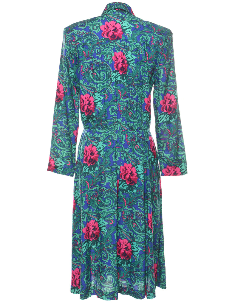 Floral Print Shirt Dress - M