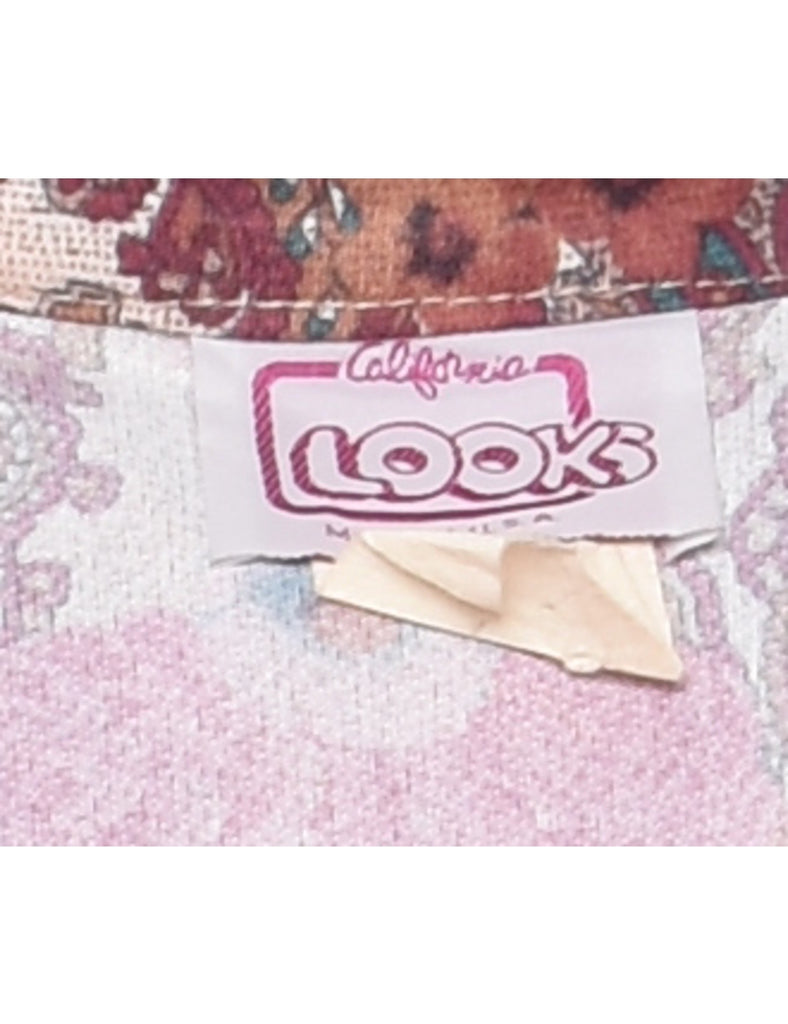 Floral Print Shirt Dress - L