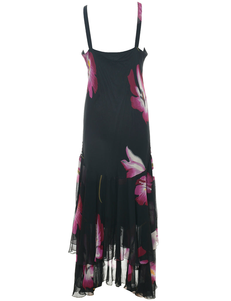 Floral Print Y2K Evening Dress - M