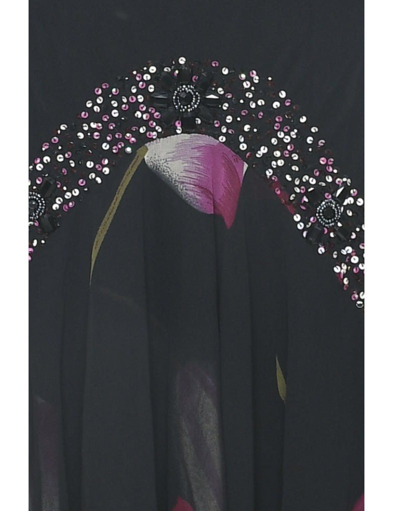 Floral Print Y2K Evening Dress - M