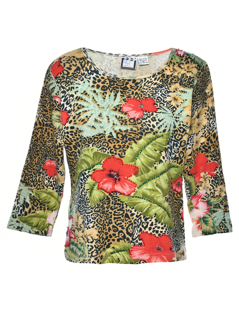 Floral Printed T-shirt - M