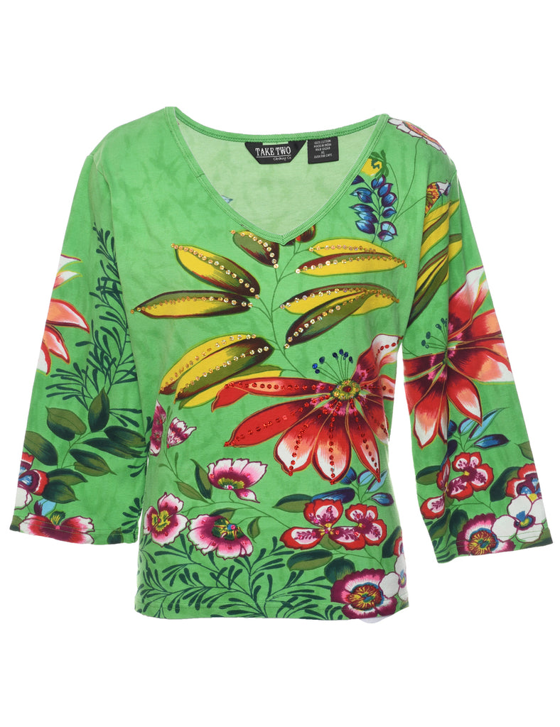 Floral Printed T-shirt - XL