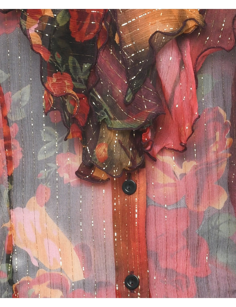 Floral Y2K Evening Blouse - M