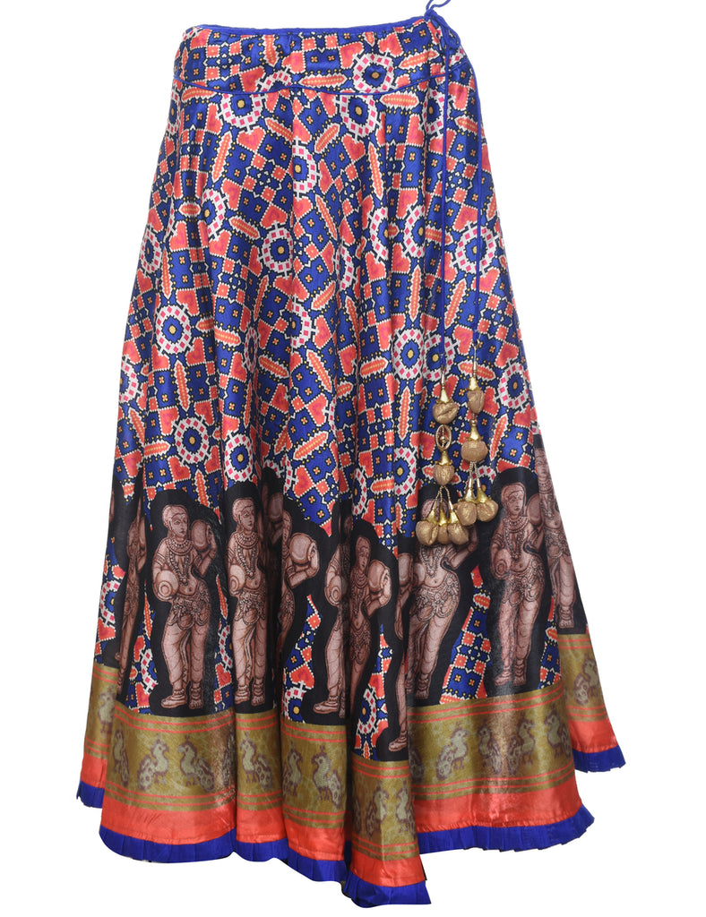 Folk Multi-colour Midi Skirt - L