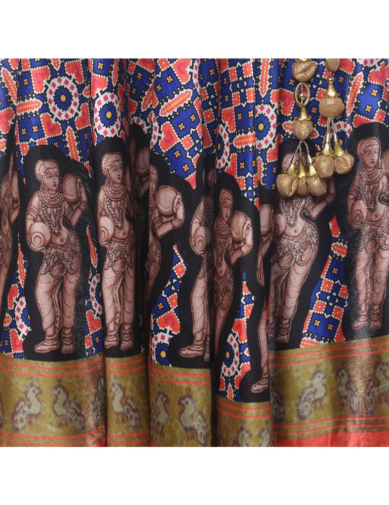 Folk Multi-colour Midi Skirt - L