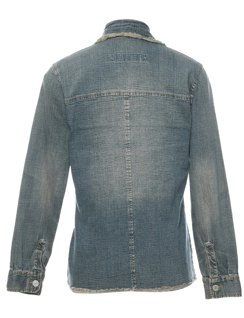 Frayed Hem Denim Shirt - M