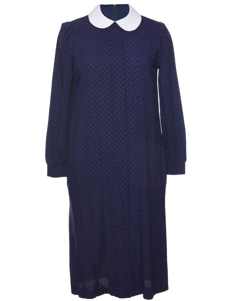 Geometric Navy Dress - M