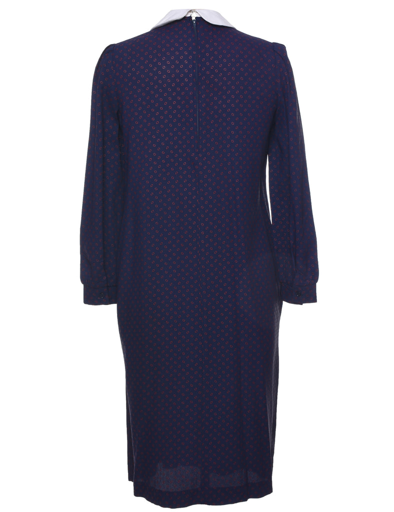 Geometric Navy Dress - M