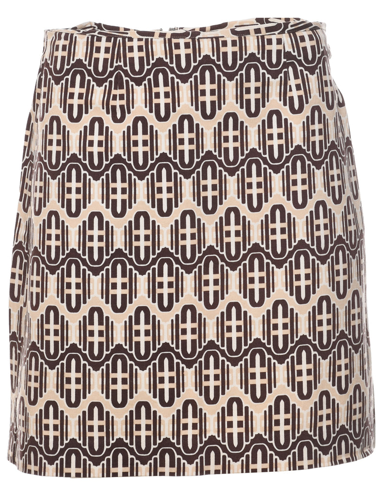 Geometric Print A-line Skirt - M