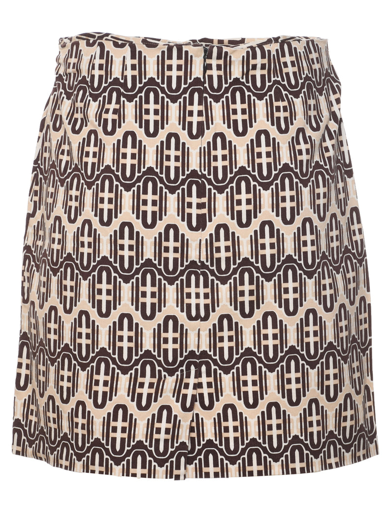 Geometric Print A-line Skirt - M