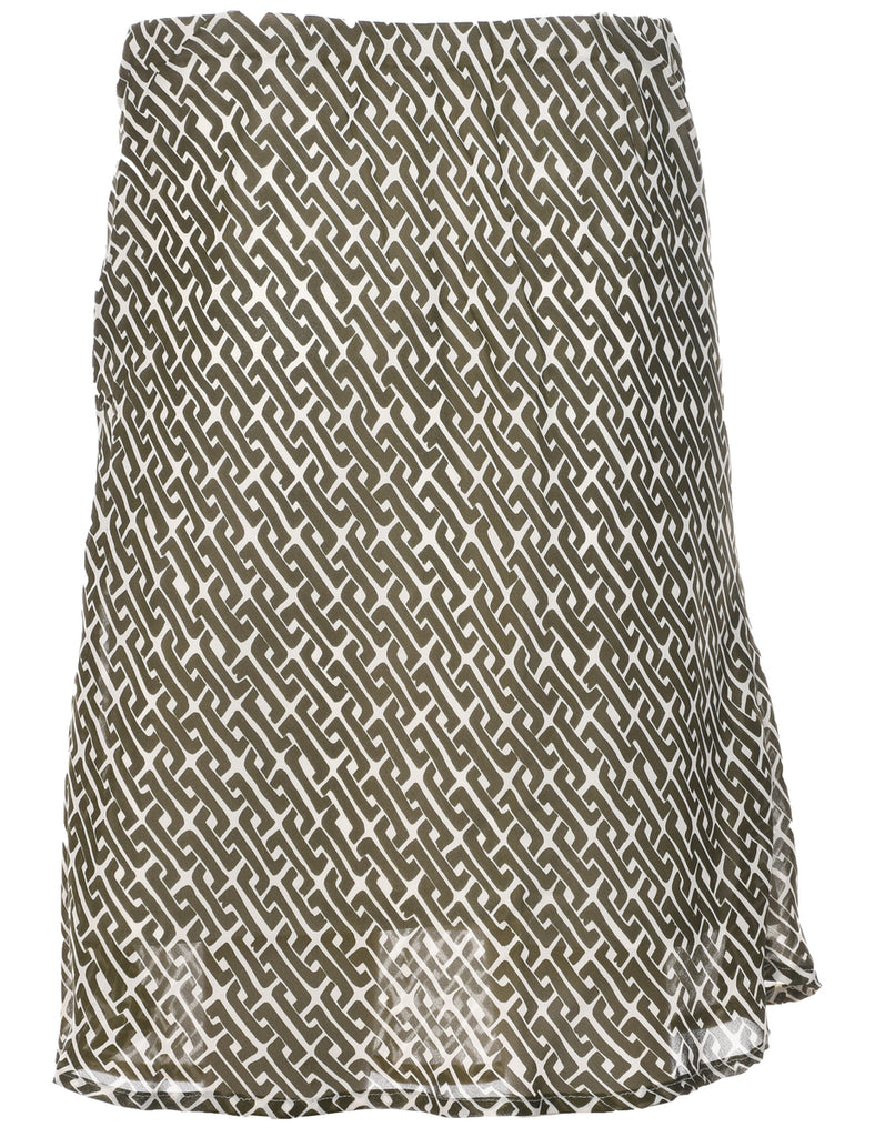 Geometric Print Flared Skirt - M