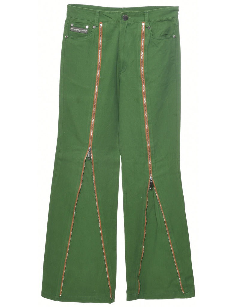 Green Flared Y2K Style Jeans - W29 L29
